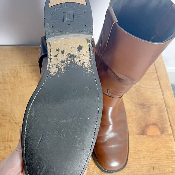 Distressed Square Toe Harness Boots Women's Size 11 Brown Faux Leather Moto Boho - Picture 4 of 13